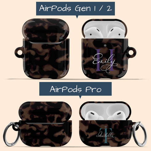 Monogram Personalized Tortoiseshell AirPods Case